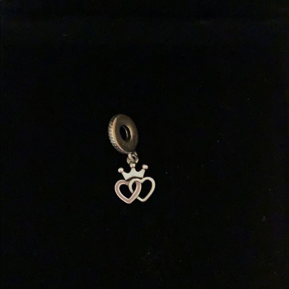 Pandora Double Heart Pink Crown Charm